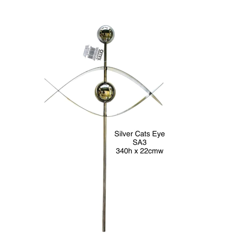 stainless garden stake silver cats eye